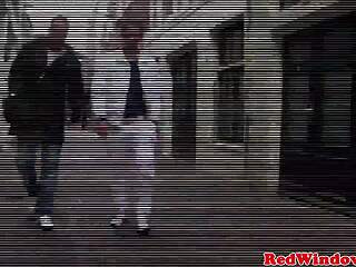 busty dutch hooker masturbates for client