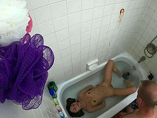 Asian teen gets naughty in the pool