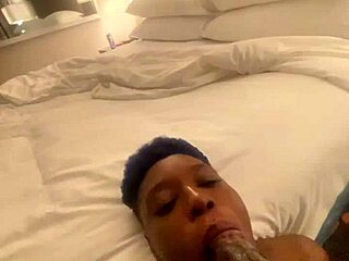 ebony whore sucks big black cock deepthroat pov