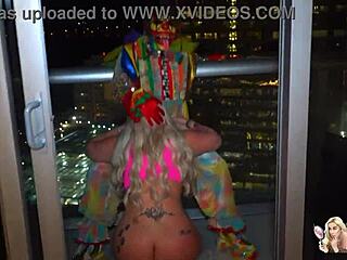 Big Booty White Girl Sucks BBC Clown on High-Rise Patio at NYE Party in Florida.