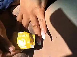 Ebony Milf Squirts Wet Creampie in Homemade Car