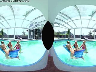 i got into a foursome with big tits girls by the pool, licking ass and pussy hard