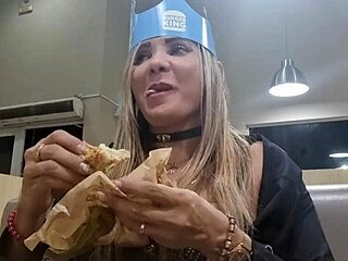 Elegant milf bent over in public doggystyle