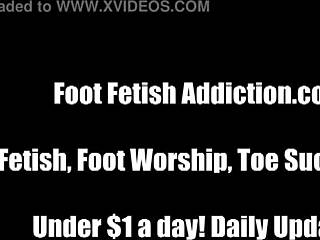 Sensual footjob with licking and sucking