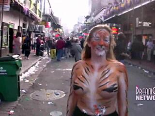 Public display of breasts on Bourbon Street during Mardi Gras