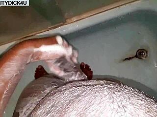 Naked Guy Strokes Big Dick in Shower Fetish