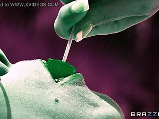 Watch Peta Jensen's oiled big tits get teased and wet!