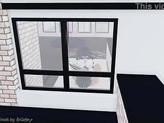 pale girl has sex with boy, exposing boobs and ass