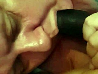 Fat bbw wife gives detailed nylon blowjob to amateur husband in their home