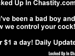 Experience the thrill of being bound and dominated while your cock is locked in chastity
