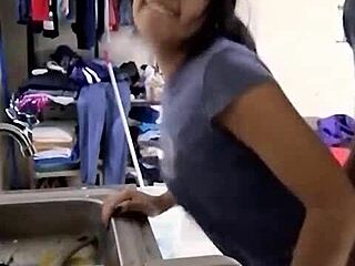 Latin American amateur girl surprises with kitchen sex