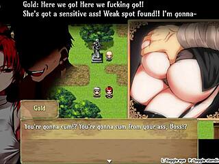 Expressionless anime girl gets a handjob and cums in Rpg Maker game
