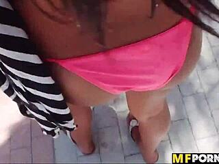 Teen banged on beach in POV