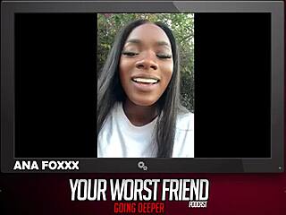 Ana Foxxx dives deeper in interracial anal backstage scene