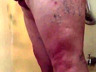 Fat Redheaded Guy Bathes And Washes Gay Cock In Shower Scene