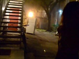 Ebony Foxy Strips Naked Outdoors For Voyeurs