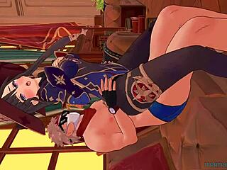 嘿，看Mona在3D恶搞中吞下巨大鸡巴！