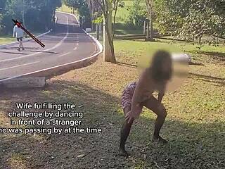 Brazilian wife dancing publicly in front of stranger and husband