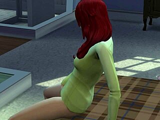 girl explores her body around the house