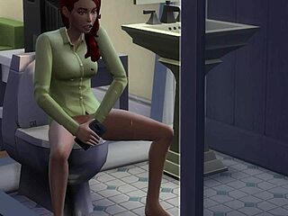 girl explores her body around the house