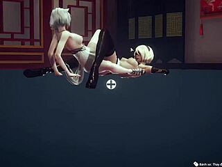 Dvě kurvičky se lízají v lesbické akci