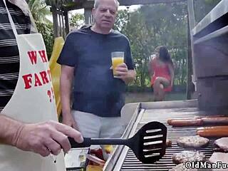 i'm the horny old dean chilling with this hot young brunette.