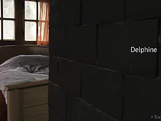 Blonde Delphine's petite body trembles during intense masturbation session