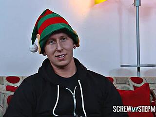 Brunette Milf Gives Christmas Blowjob And Pussy Oral Surprise