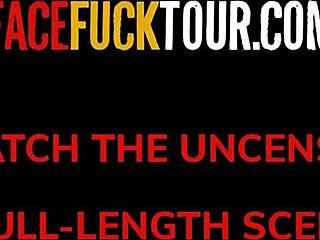 Pretty blonde throat stuffed hard