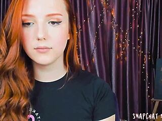 amazing redhead teen fingering on webcam live.