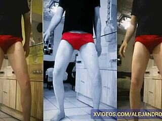 Maduro Delgado Muestra La Verga en Calzones Rojos Fetiche Exhibicionista Alejandro Mistral Video Porno Gay Erótico