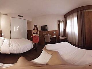 brunette with big tits fucked in hotel room pov?