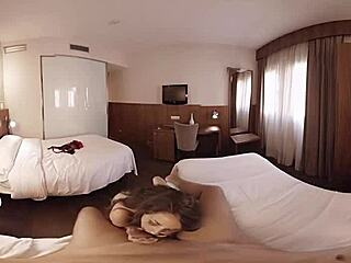 brunette with big tits fucked in hotel room pov?