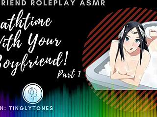 Intimate shower session with your partner featuring ASMR audio and kinky roleplay for women