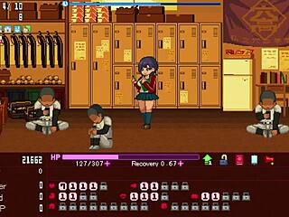 Animated pornographic game featuring a manager satisfying okeyutei in 2D