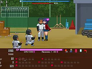 Animated pornographic game featuring a manager satisfying okeyutei in 2D