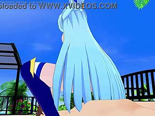 Aqua gets intense cowgirl riding and cumshot