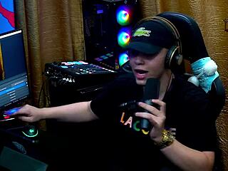 Sexy latina brunette Daniely Patricia Red kisses in the middle of podcast interview