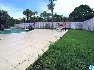 Watch these teen lesbians tug ping balls outdoors