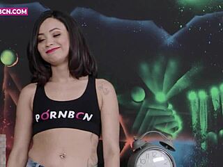 A petite asian brunette teen 18+ experiences intense squirting during hardcore sex with a pornstar youtuber, captured in 4k by pornbcn.