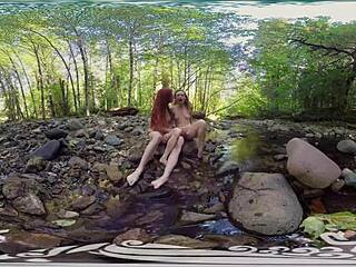 Yankee carine Ana Molly e Belle si fanno birichine con gioco lesbico all'aperto