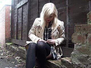 blonde babe satine spark masturbates in park public nudity