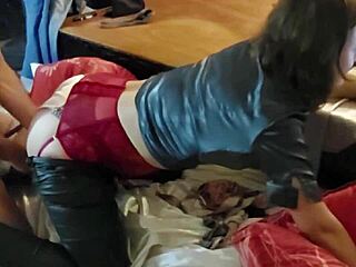 Hey, you wanna see this French milf in leather pants and heels getting rimmed and blown in dirty talk?