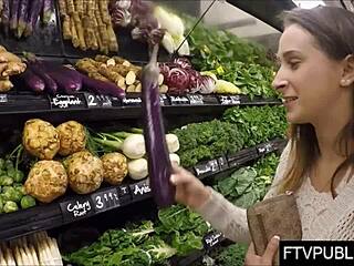Big Tits Flashing Boldly While Shopping in Public