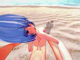 i feel like giving pov from behind on the beach in this 3d cartoon