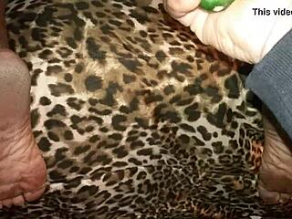 Doggystyle position with bent over curly-haired girl and toe play