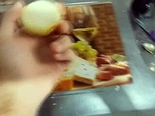 Making hot dog despite being broke as hell