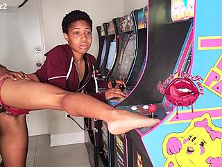 teen ebony sucks old man's cock deepthroat while gaming the old fashioned way