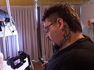 intriguing backstage porn with blonde anal blowjob