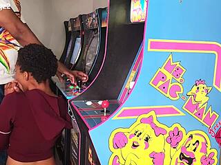 teen ebony sucks old man's cock deepthroat while gaming the old fashioned way